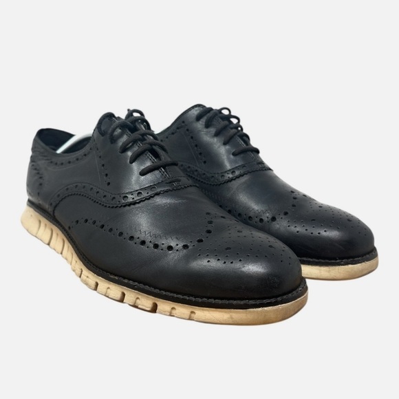 Cole Haan Black Leather Men's Oxfords with Tan Sole - Picture 1 of 9